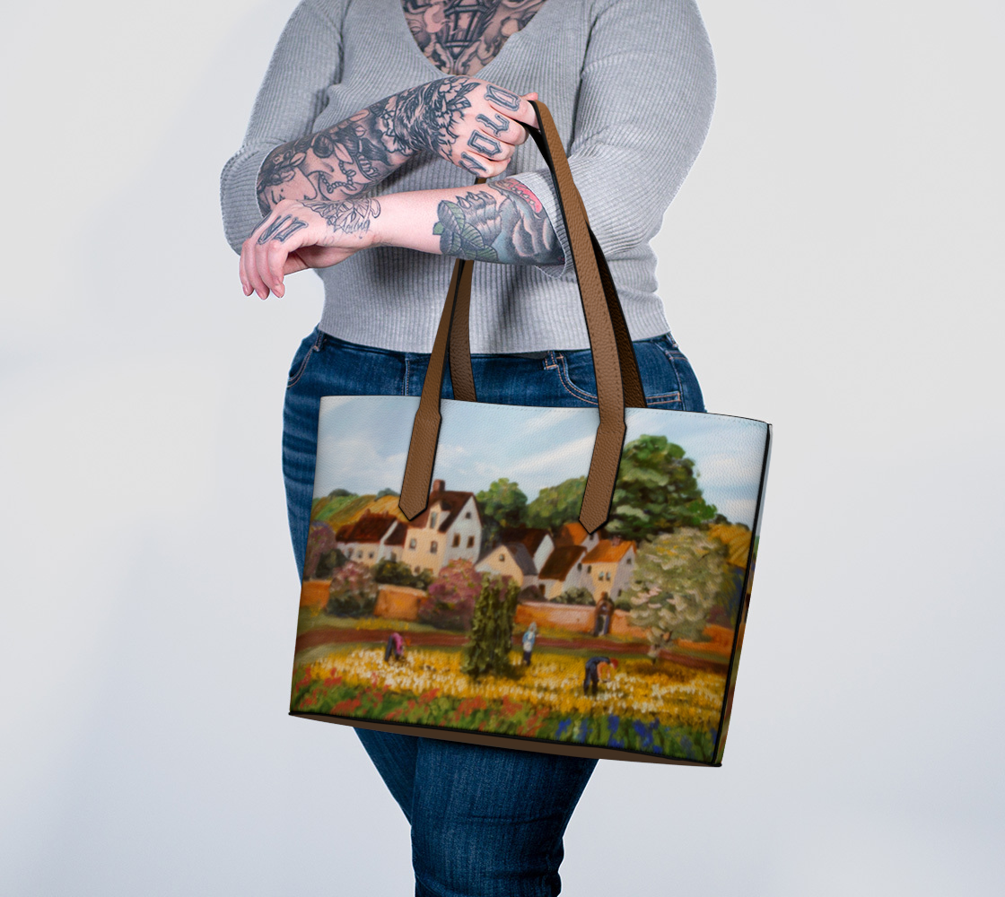 Village Vegan Leather Tote Bag Brown