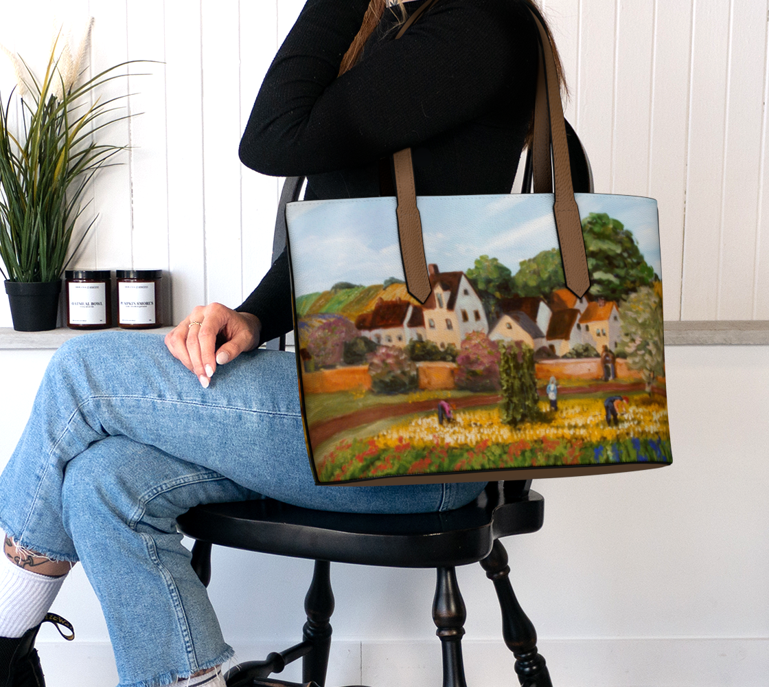Village Vegan Leather Tote Bag Brown